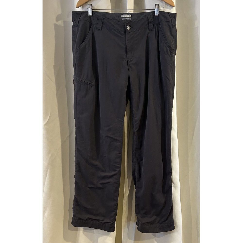Marmot Pants Women's 14 Gray Plaid‎ Lined Nylon Hiking
